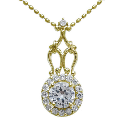 アンティークネックレス レディース ペンダント 選べる誕生石 18金 プラチナ 10金 ゴージャス 取り巻き カットボールチェーン 優雅 エレガント (品番 mh-0171)