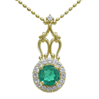 アンティークネックレス レディース ペンダント 選べる誕生石 18金 プラチナ 10金 ゴージャス 取り巻き カットボールチェーン 優雅 エレガント (品番 mh-0171)