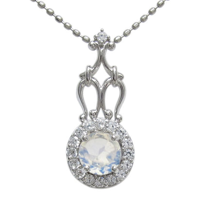 アンティークネックレス レディース ペンダント 選べる誕生石 18金 プラチナ 10金 ゴージャス 取り巻き カットボールチェーン 優雅 エレガント (品番 mh-0171)