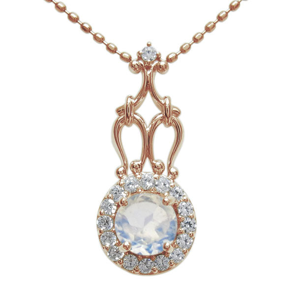 アンティークネックレス レディース ペンダント 選べる誕生石 18金 プラチナ 10金 ゴージャス 取り巻き カットボールチェーン 優雅 エレガント (品番 mh-0171)