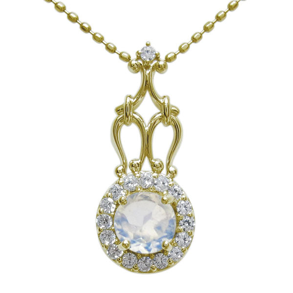 アンティークネックレス レディース ペンダント 選べる誕生石 18金 プラチナ 10金 ゴージャス 取り巻き カットボールチェーン 優雅 エレガント (品番 mh-0171)