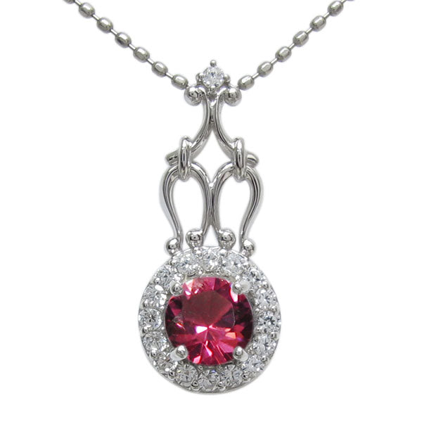 アンティークネックレス レディース ペンダント 選べる誕生石 18金 プラチナ 10金 ゴージャス 取り巻き カットボールチェーン 優雅 エレガント (品番 mh-0171)