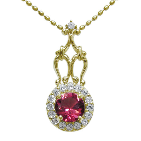 アンティークネックレス レディース ペンダント 選べる誕生石 18金 プラチナ 10金 ゴージャス 取り巻き カットボールチェーン 優雅 エレガント (品番 mh-0171)