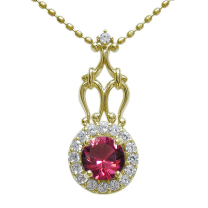 アンティークネックレス レディース ペンダント 選べる誕生石 18金 プラチナ 10金 ゴージャス 取り巻き カットボールチェーン 優雅 エレガント (品番 mh-0171)