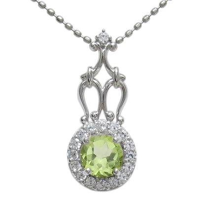 アンティークネックレス レディース ペンダント 選べる誕生石 18金 プラチナ 10金 ゴージャス 取り巻き カットボールチェーン 優雅 エレガント (品番 mh-0171)