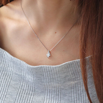 鑑定書付き ネックレス ダイヤモンド 0.25ct 18金 ゴールド レディース ペンダント Pt900 K18 プラチナ シンプル SI VS VVS ウェーブ 上品 (品番 mh-0207-4-cgl)