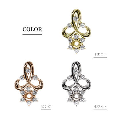セミオーダー レディース ペンダントトップ フラワー 可愛い 3mm 空枠 花びら SV925 K10 K18 P t900 ルース カスタム ご褒美 華やか ギフト (品番 mh-0249-kw)