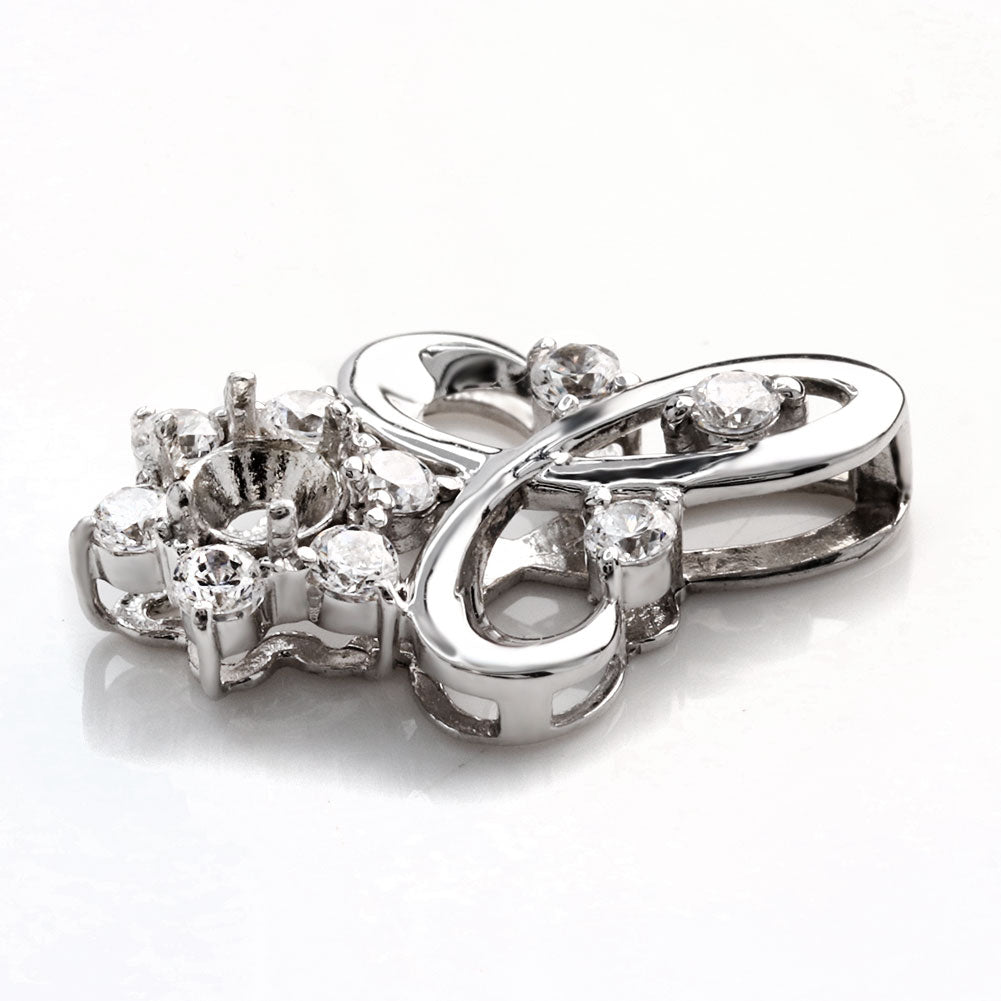 セミオーダー レディース ペンダントトップ フラワー 可愛い 3mm 空枠 花びら SV925 K10 K18 P t900 ルース カスタム ご褒美 華やか ギフト (品番 mh-0249-kw)