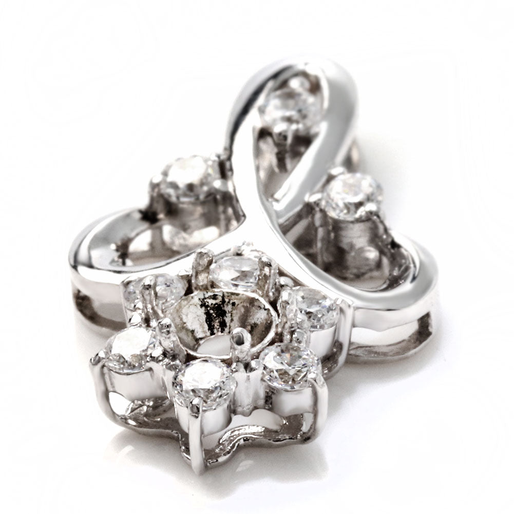 セミオーダー レディース ペンダントトップ フラワー 可愛い 3mm 空枠 花びら SV925 K10 K18 P t900 ルース カスタム ご褒美 華やか ギフト (品番 mh-0249-kw)