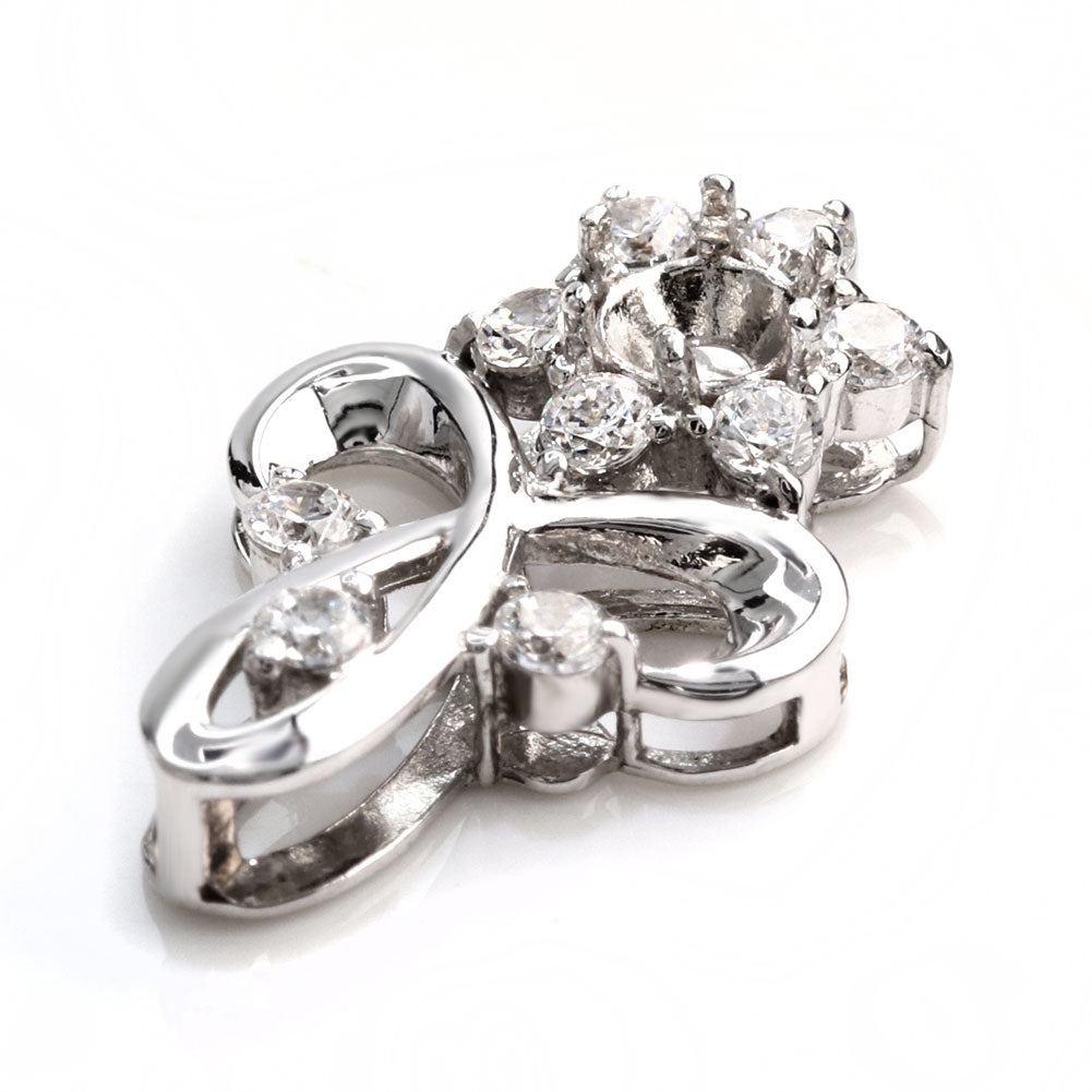 セミオーダー レディース ペンダントトップ フラワー 可愛い 3mm 空枠 花びら SV925 K10 K18 P t900 ルース カスタム ご褒美 華やか ギフト (品番 mh-0249-kw)