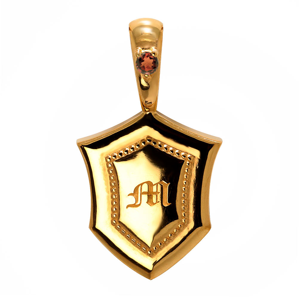 24金 ペンダントトップ メンズ 純金 K24 ネックレス トップのみ 誕生石 盾 シールド イニシャル 刻印 男性 大人 かっこいい 高級 特別 お祝い 資産 (品番 mh-0333-k24-ph)