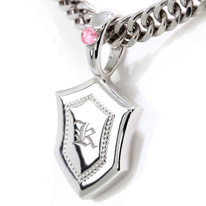 メンズ ペンダントトップ イニシャル 刻印 盾 シールド ネックレス トップのみ SV925 K10 K18 Pt900 選べる誕生石 男性 大人 かっこいい 父の日 (品番 mh-0333-ph)