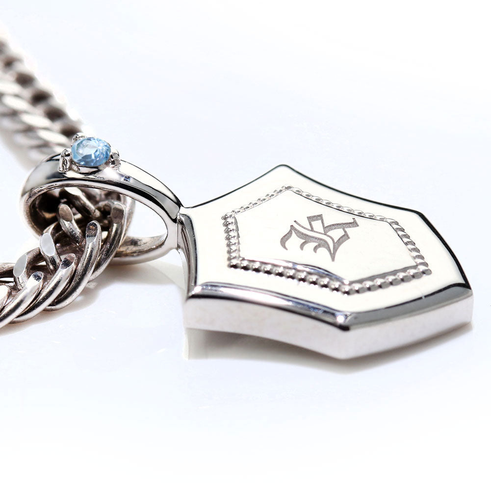 メンズ ペンダントトップ イニシャル 刻印 盾 シールド ネックレス トップのみ SV925 K10 K18 Pt900 選べる誕生石 男性 大人 かっこいい 父の日 (品番 mh-0333-ph)