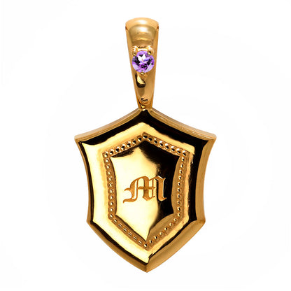 24金 ペンダントトップ メンズ 純金 K24 ネックレス トップのみ 誕生石 盾 シールド イニシャル 刻印 男性 大人 かっこいい 高級 特別 お祝い 資産 (品番 mh-0333-k24-ph)