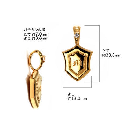 24金 ペンダントトップ メンズ 純金 K24 ネックレス トップのみ 誕生石 盾 シールド イニシャル 刻印 男性 大人 かっこいい 高級 特別 お祝い 資産 (品番 mh-0333-k24)
