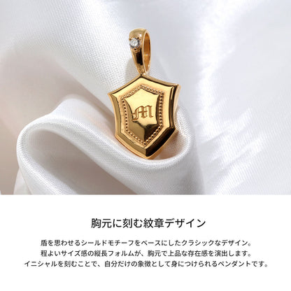 24金 ペンダントトップ メンズ 純金 K24 ネックレス トップのみ 誕生石 盾 シールド イニシャル 刻印 男性 大人 かっこいい 高級 特別 お祝い 資産 (品番 mh-0333-k24)