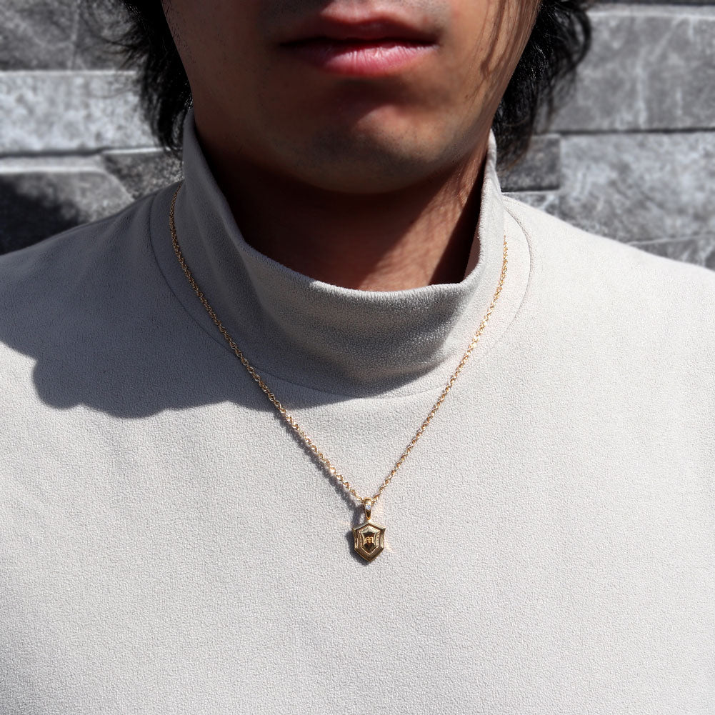 24金 ペンダントトップ メンズ 純金 K24 ネックレス トップのみ 誕生石 盾 シールド イニシャル 刻印 男性 大人 かっこいい 高級 特別 お祝い 資産 (品番 mh-0333-k24-ph)