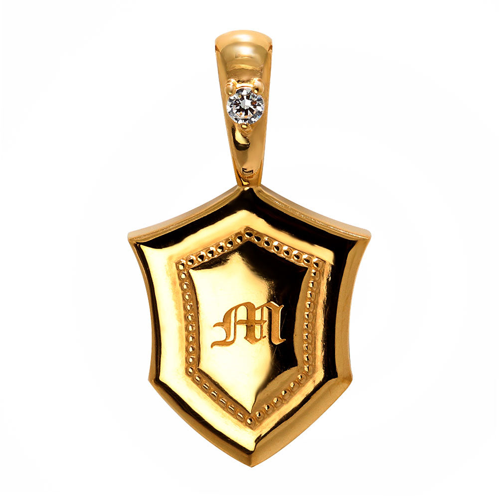 24金 ペンダントトップ メンズ 純金 K24 ネックレス トップのみ 誕生石 盾 シールド イニシャル 刻印 男性 大人 かっこいい 高級 特別 お祝い 資産 (品番 mh-0333-k24-ph)