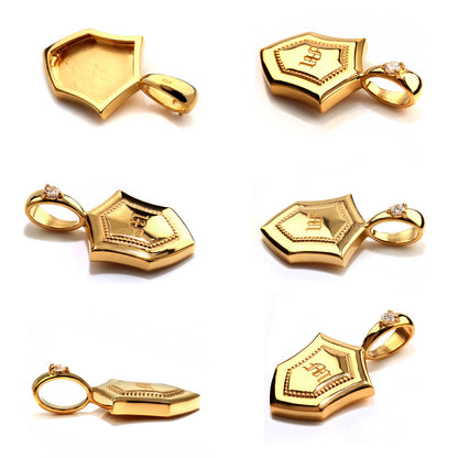 24金 ペンダントトップ メンズ 純金 K24 ネックレス トップのみ 誕生石 盾 シールド イニシャル 刻印 男性 大人 かっこいい 高級 特別 お祝い 資産 (品番 mh-0333-k24)