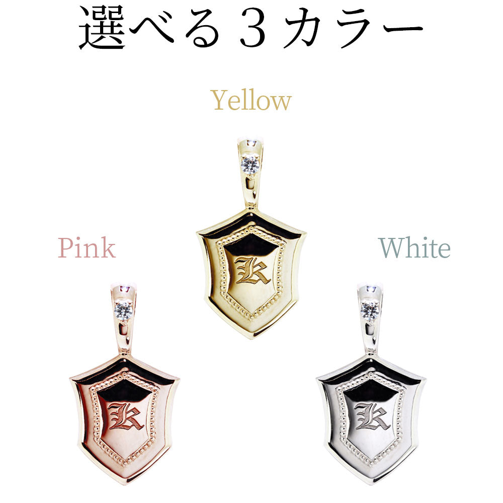 メンズ ペンダントトップ イニシャル 刻印 盾 シールド ネックレス トップのみ SV925 K10 K18 Pt900 選べる誕生石 男性 大人 かっこいい 父の日 (品番 mh-0333-ph)