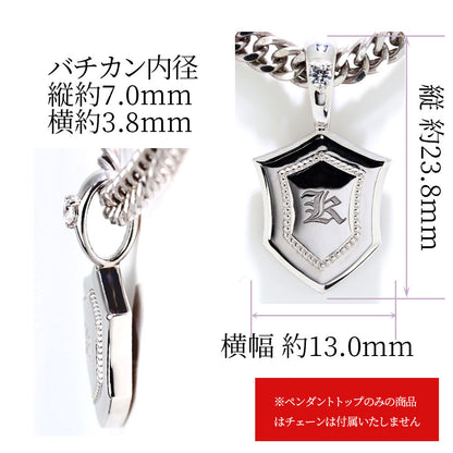 メンズ ペンダントトップ イニシャル 刻印 盾 シールド ネックレス トップのみ SV925 K10 K18 Pt900 選べる誕生石 男性 大人 かっこいい 父の日 (品番 mh-0333-ph)