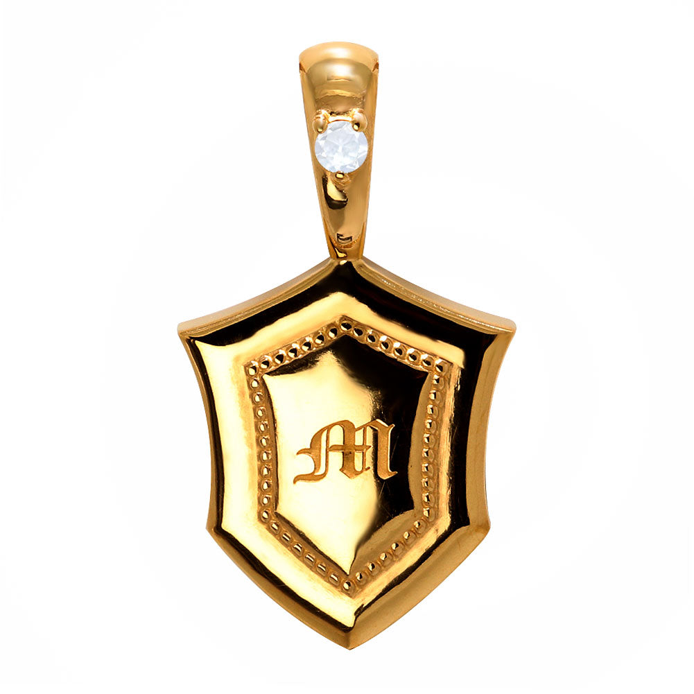 24金 ペンダントトップ メンズ 純金 K24 ネックレス トップのみ 誕生石 盾 シールド イニシャル 刻印 男性 大人 かっこいい 高級 特別 お祝い 資産 (品番 mh-0333-k24-ph)