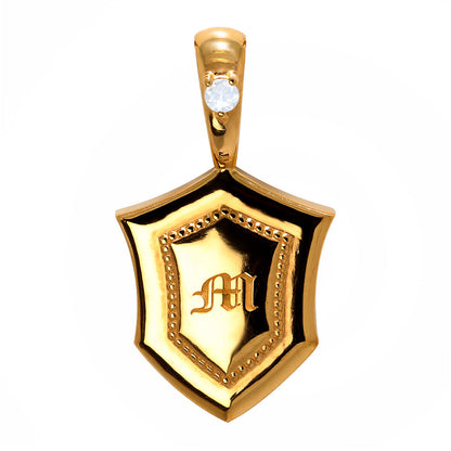 24金 ペンダントトップ メンズ 純金 K24 ネックレス トップのみ 誕生石 盾 シールド イニシャル 刻印 男性 大人 かっこいい 高級 特別 お祝い 資産 (品番 mh-0333-k24-ph)