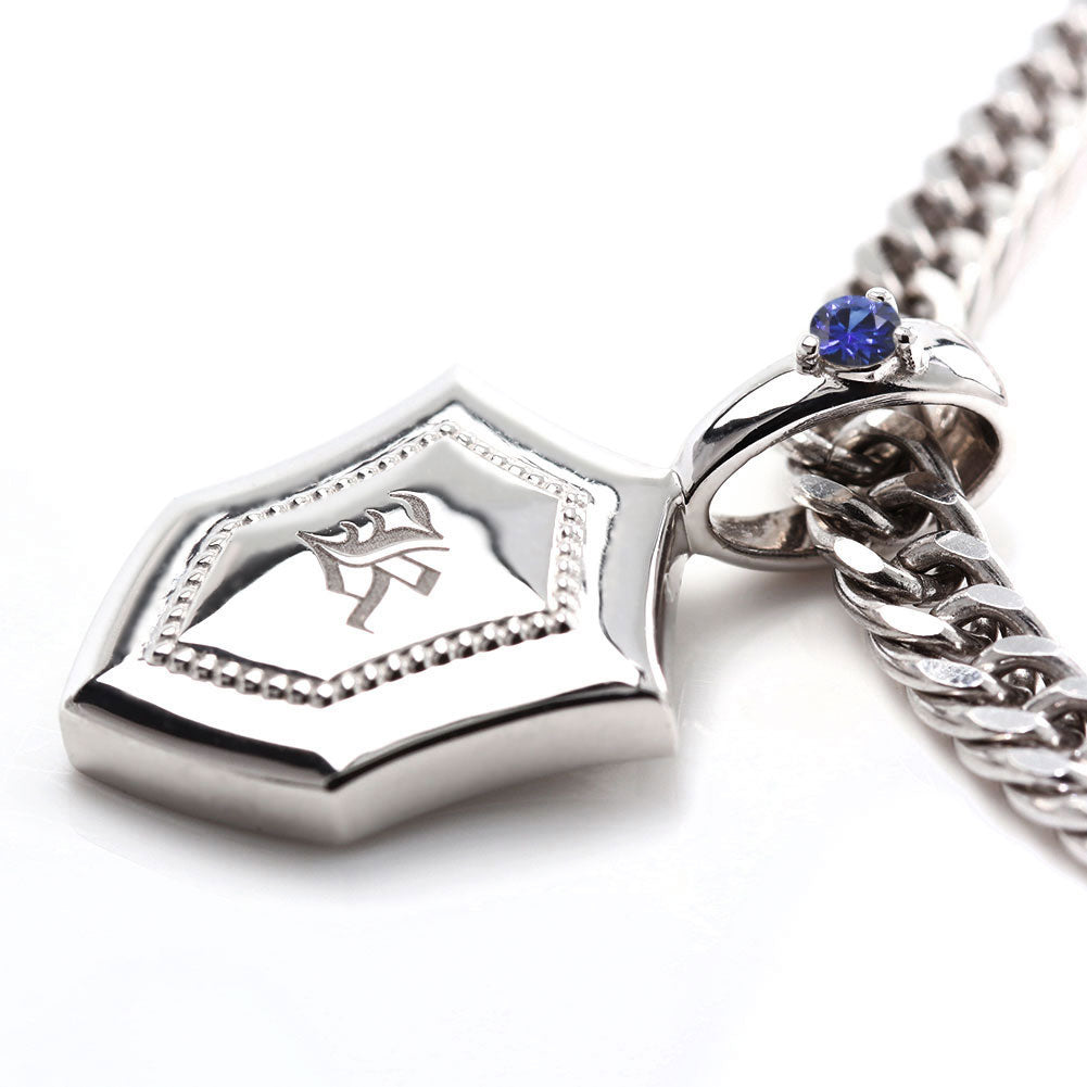 メンズ ペンダントトップ イニシャル 刻印 盾 シールド ネックレス トップのみ SV925 K10 K18 Pt900 選べる誕生石 男性 大人 かっこいい 父の日 (品番 mh-0333-ph)