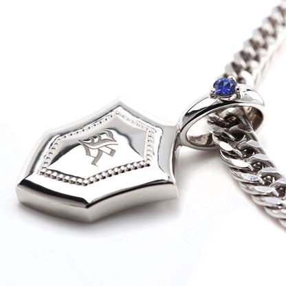 メンズ ペンダントトップ イニシャル 刻印 盾 シールド ネックレス トップのみ SV925 K10 K18 Pt900 選べる誕生石 男性 大人 かっこいい 父の日 (品番 mh-0333-ph)