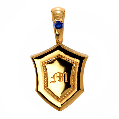 24金 ペンダントトップ メンズ 純金 K24 ネックレス トップのみ 誕生石 盾 シールド イニシャル 刻印 男性 大人 かっこいい 高級 特別 お祝い 資産 (品番 mh-0333-k24-ph)
