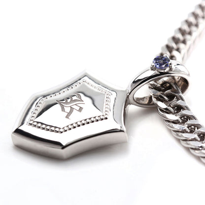 ベニトアイト メンズネックレス 希少石 イニシャル ペンダント 盾 喜平チェーン sv925  k10 k18 pt900 シールド 刻印 アルファベット (品番 mh-0333-beni)