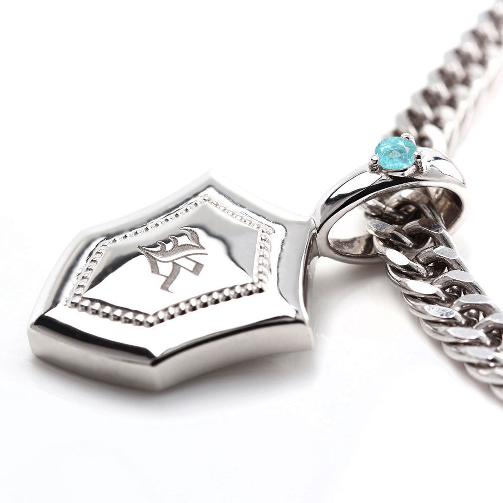 メンズネックレス 希少石 パライバトルマリン トップのみ 盾 イニシャル sv925  k10 k18 pt900 シールド 刻印 アルファベット (品番 mh-0333-para-ph)