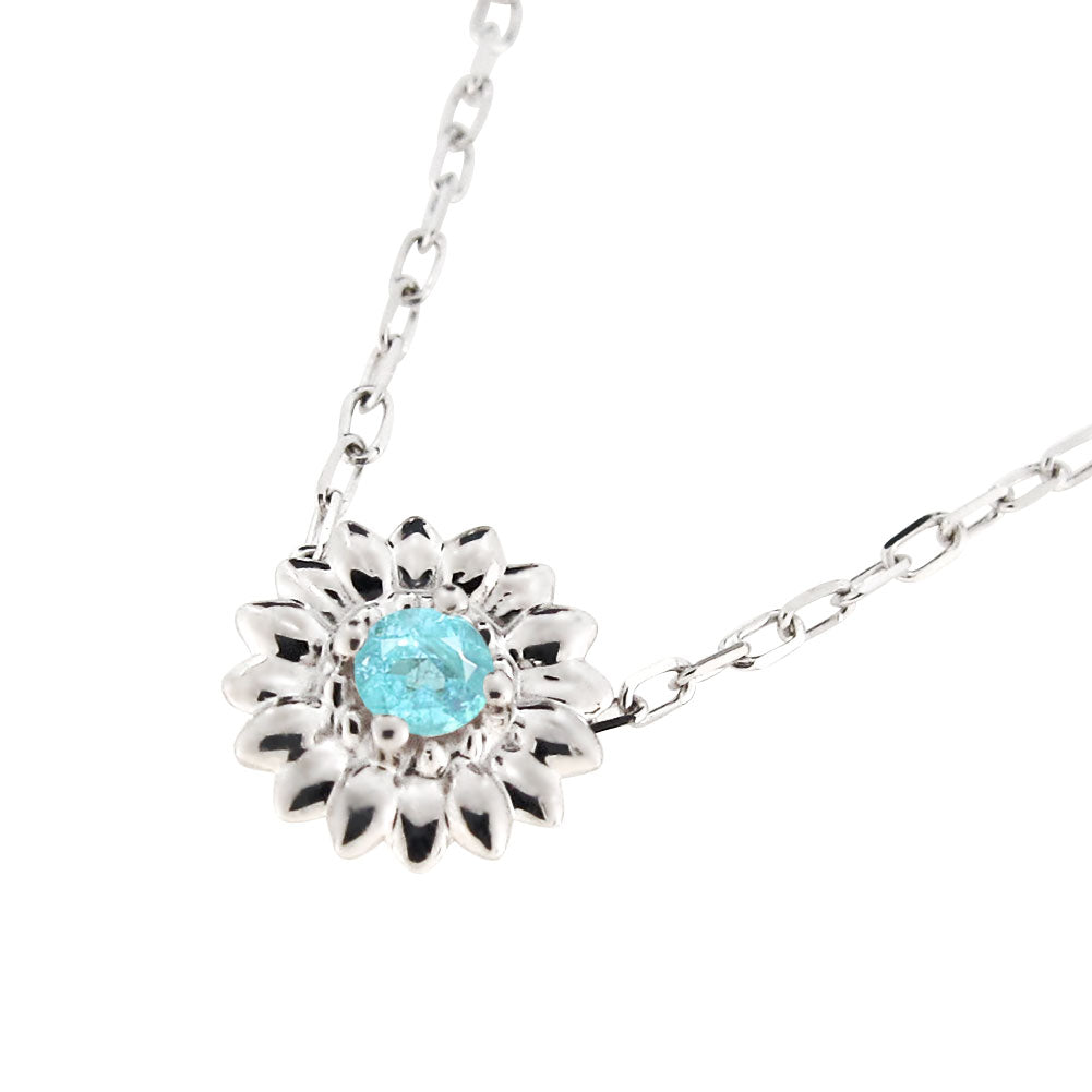 パライバトルマリン ネックレス レディース ひまわり ペンダント 華奢 希少石 sv925 K10 K18 Pt900  天然石 向日葵 フラワー 女性 母の日 (品番 mh-0342-para)