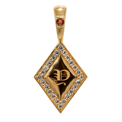 純金 24金 ペンダントトップ メンズ K24 イニシャル ネックレス トップのみ ひし形 選べる 誕生石 刻印 天然石 男性 特別 大人 かっこいい 高級 資産 (品番 mh-0343-k24-ph)