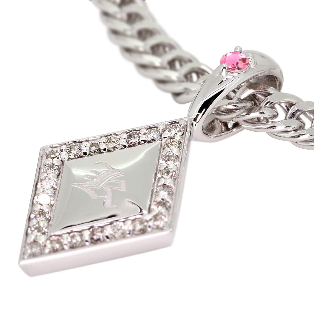 喜平 メンズ ネックレス イニシャル 金種 誕生石 選べる ひし形 プレート Pt900 K18 K10 SV925 存在感 特別感 天然石 ペンダント 父の日 ギフト (品番 mh-0343)