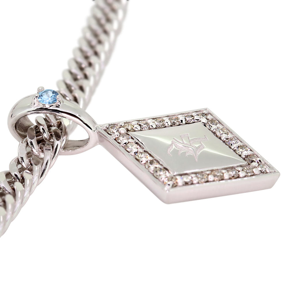 ペンダントトップ メンズ 喜平用 イニシャル ペンダント トップのみ 選べる誕生石 金種 刻印 ひし形 ダイヤモンド お洒落 カスタムジュエリー (品番 mh-0343-ph)