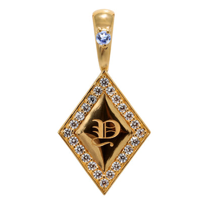 純金 24金 ペンダントトップ メンズ K24 イニシャル ネックレス トップのみ ひし形 選べる 誕生石 刻印 天然石 男性 特別 大人 かっこいい 高級 資産 (品番 mh-0343-k24-ph)