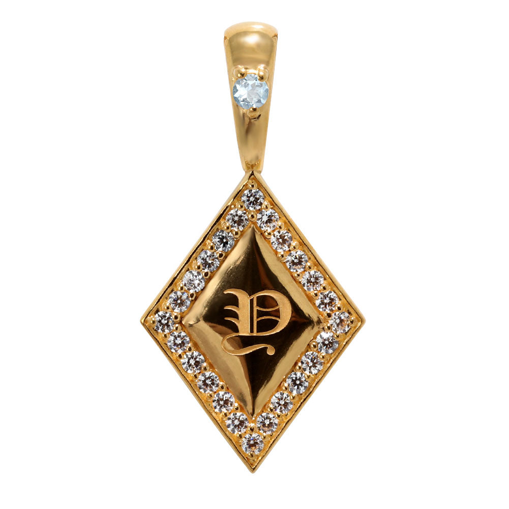 純金 24金 ペンダントトップ メンズ K24 イニシャル ネックレス トップのみ ひし形 選べる 誕生石 刻印 天然石 男性 特別 大人 かっこいい 高級 資産 (品番 mh-0343-k24-ph)