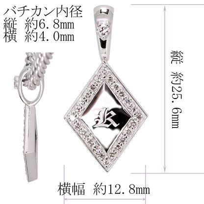 喜平 メンズ ネックレス イニシャル 金種 誕生石 選べる ひし形 プレート Pt900 K18 K10 SV925 存在感 特別感 天然石 ペンダント 父の日 ギフト (品番 mh-0343)