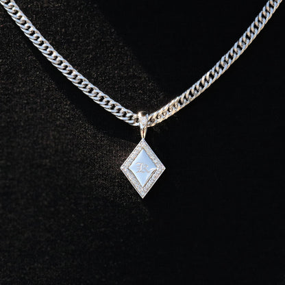 ペンダントトップ メンズ 喜平用 イニシャル ペンダント トップのみ 選べる誕生石 金種 刻印 ひし形 ダイヤモンド お洒落 カスタムジュエリー (品番 mh-0343-ph)