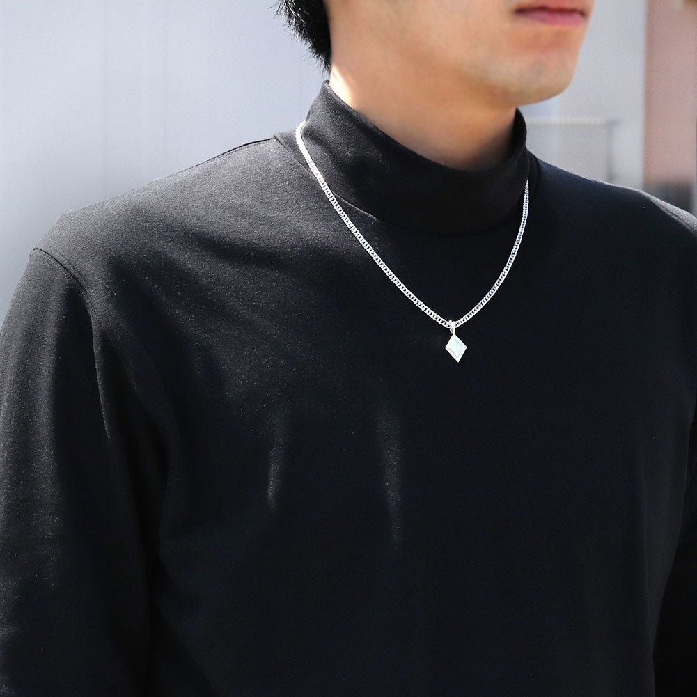 喜平 メンズ ネックレス イニシャル 金種 誕生石 選べる ひし形 プレート Pt900 K18 K10 SV925 存在感 特別感 天然石 ペンダント 父の日 ギフト (品番 mh-0343)