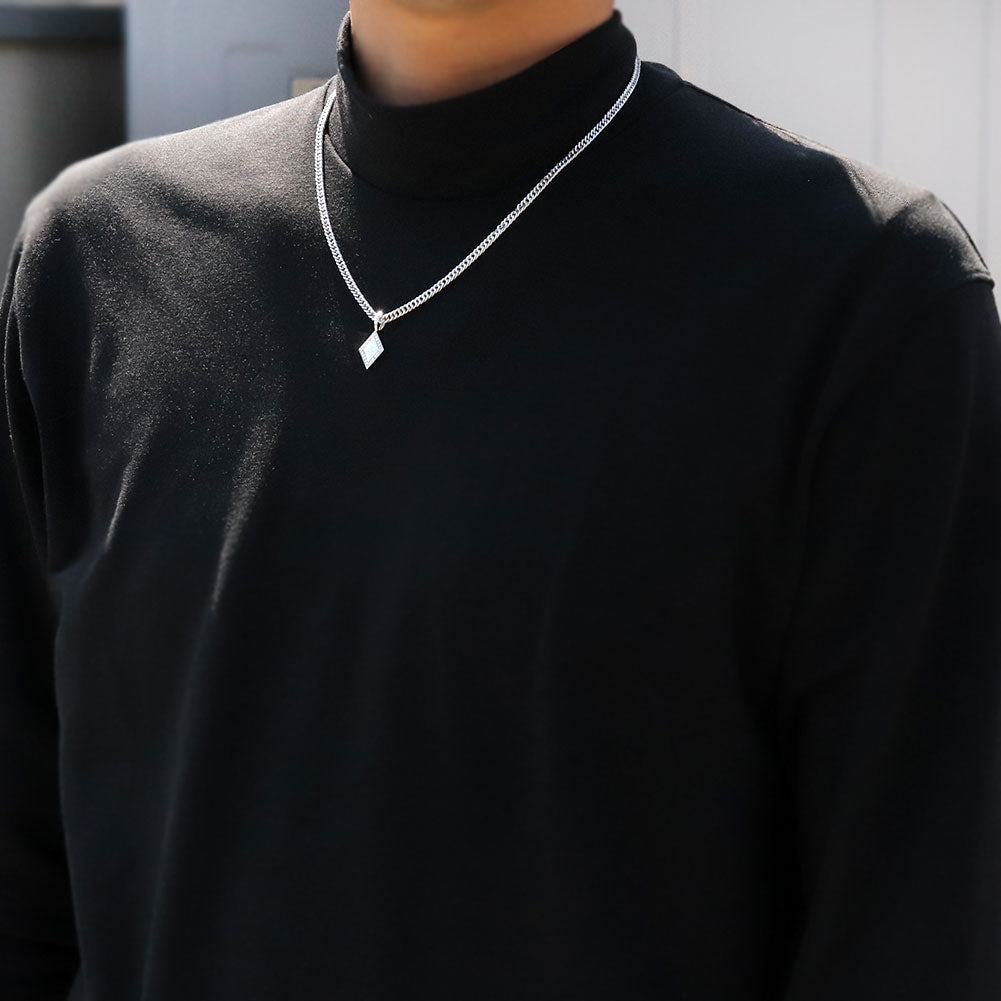 喜平 メンズ ネックレス イニシャル 金種 誕生石 選べる ひし形 プレート Pt900 K18 K10 SV925 存在感 特別感 天然石 ペンダント 父の日 ギフト (品番 mh-0343)