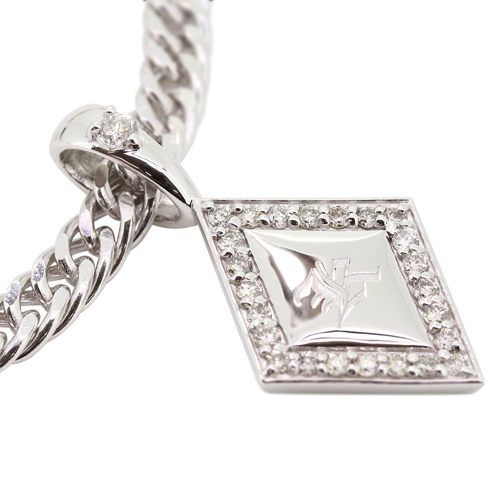 喜平 メンズ ネックレス イニシャル 金種 誕生石 選べる ひし形 プレート Pt900 K18 K10 SV925 存在感 特別感 天然石 ペンダント 父の日 ギフト (品番 mh-0343)