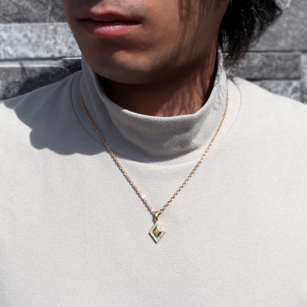 純金 24金 ペンダントトップ メンズ K24 イニシャル ネックレス トップのみ ひし形 選べる 誕生石 刻印 天然石 男性 特別 大人 かっこいい 高級 資産 (品番 mh-0343-k24-ph)