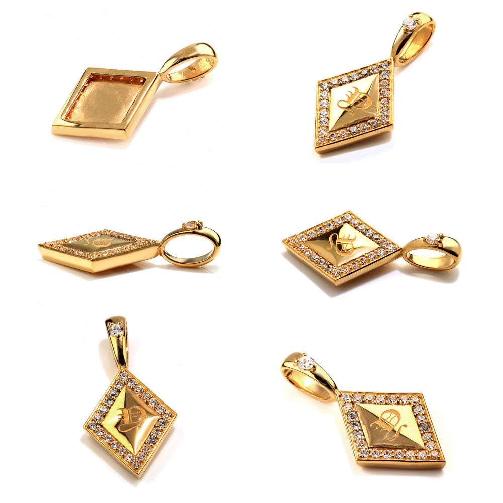 純金 24金 ペンダントトップ メンズ K24 イニシャル ネックレス トップのみ ひし形 選べる 誕生石 刻印 天然石 男性 特別 大人 かっこいい 高級 資産 (品番 mh-0343-k24-ph)