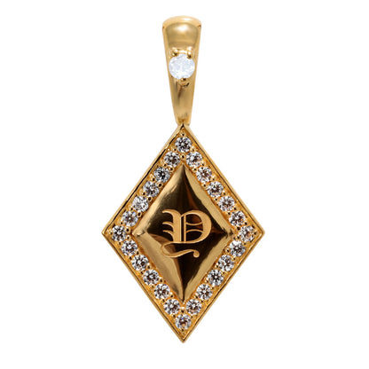 純金 24金 ペンダントトップ メンズ K24 イニシャル ネックレス トップのみ ひし形 選べる 誕生石 刻印 天然石 男性 特別 大人 かっこいい 高級 資産 (品番 mh-0343-k24-ph)