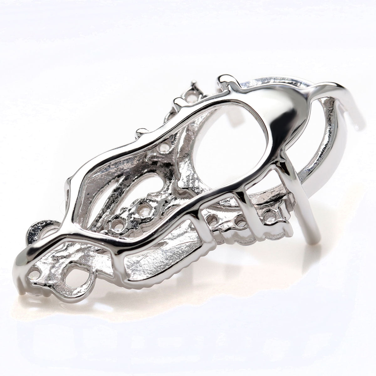 ペンダントトップ レディース 大粒 空枠 クラウンデザイン 8×10mm オーバル SV925 K18 K10 Pt900 ネックレストップ 王冠 贅沢 エレガント セミオーダー (品番 mh-0423-kw)