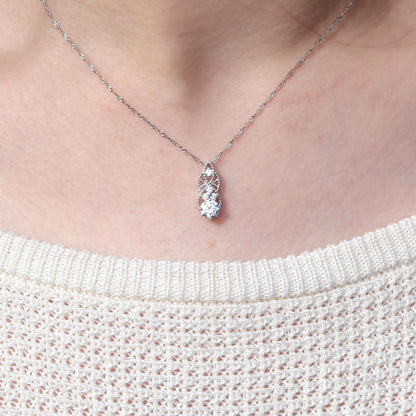 鑑定書付き 天然ダイヤモンド 0.5ct レース調 ネックレス レディース 繊細 透かし K18 pt900 ミルデザイン アンティーク調 記念日 ご褒美ジュエリー (品番 mh-0425-4-cgl)