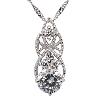 鑑定書付き 天然ダイヤモンド 0.5ct レース調 ネックレス レディース 繊細 透かし K18 pt900 ミルデザイン アンティーク調 記念日 ご褒美ジュエリー (品番 mh-0425-4-cgl)