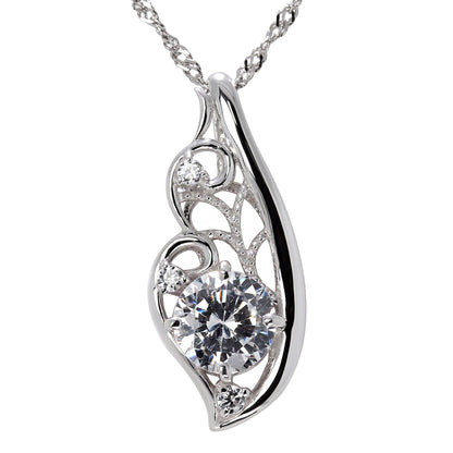天然ダイヤモンド フェザー ネックレス 鑑定書付き 0.5ct 唐草 透かし 羽根 レディース 18金 プラチナ フェアリー 高級 上品 妻 感謝 特別 ギフト (品番 mh-0426-4-cgl)
